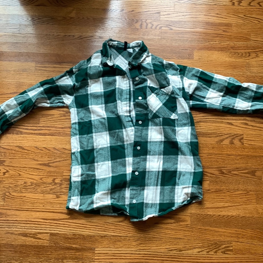 Green and White H&M plaid shirt